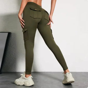 High Elastic Fitness Workwear Pants with Pockets for Women