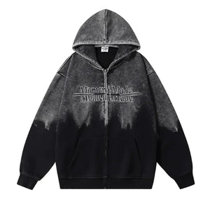 Inkjet Gradient Letter Hooded Jacket Men