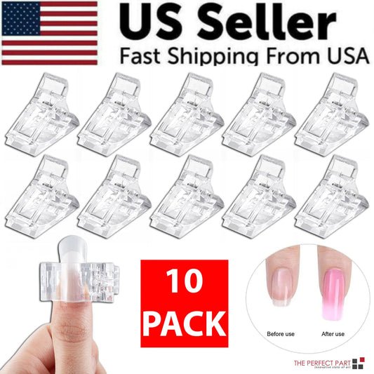 10 PCS Nail Tips Clip Quick Building Poly Builder Gel DIY Extension Clamp Clips - Rieworkes