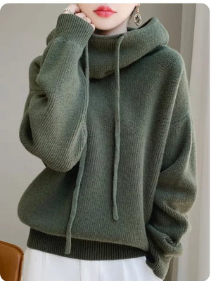 100% Australia Wool Women's Hooded Sweater Long Sleeve Pullovers New Arrivals Knitted Jumper Cashmere New In Sweatshirts Fashion - Rieworkes