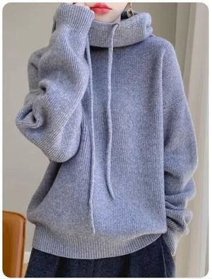 100% Australia Wool Women's Hooded Sweater Long Sleeve Pullovers New Arrivals Knitted Jumper Cashmere New In Sweatshirts Fashion - Rieworkes