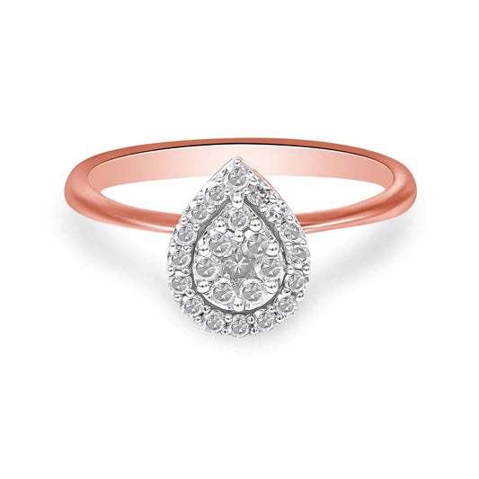 10K Rose Gold 3/8 Cttw Round - Cut Diamond Pear Promise Ring (I - J Color, I2 - I3 Clarity) - Rieworkes