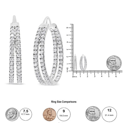 10K White Gold 1 1/2 Cttw Lab Grown Diamond Inside Out Double Row Split Criss Cross 3/4" Inch Hoop Earrings (G - H Color, SI1 - SI2 Clarity) - Rieworkes