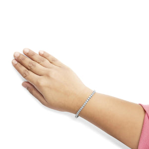 10K White Gold 1/2 Cttw Real Diamond Illusion - Set Miracle Plate Tennis Bracelet (I - J Color, SI2 - I1 Clarity) - Size 7.5" - Rieworkes