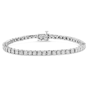 10K White Gold 1/2 Cttw Real Diamond Illusion - Set Miracle Plate Tennis Bracelet (I - J Color, SI2 - I1 Clarity) - Size 7.5" - Rieworkes