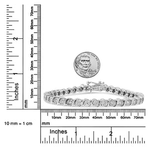 14K White Gold 1.00 Cttw Lab Grown Diamond Round Miracle Plate and "S" Link Tennis Bracelet (F - G Color, VS2 - SI1 Clarity) Size 7" - Rieworkes
