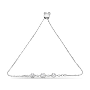 14K White Gold 3/4 Cttw Round Diamond Adjustable 7" to 9.5" Inch Bolo Link Bracelet (I - J Color, I1 - I2 Clarity) - Rieworkes