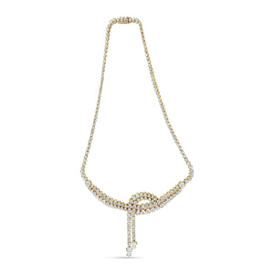 14k Yellow Gold 17.0 Cttw Diamond Double Row Lariat 18" Inch Tennis Necklace with Pear Shape Diamond Drop Tips (I - J Color, VS2 - SI1 Clarity) - Rieworkes