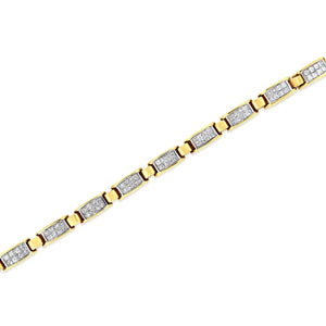 14K Yellow Gold 2 1/2 Cttw Princess - Cut Diamond Link Tennis Bracelet (H - I Color, SI2 - I1 Clarity) - 7.25" - Rieworkes