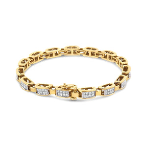 14K Yellow Gold 2 1/2 Cttw Princess - Cut Diamond Link Tennis Bracelet (H - I Color, SI2 - I1 Clarity) - 7.25" - Rieworkes