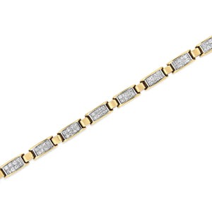 14K Yellow Gold 2 1/2 Cttw Princess - Cut Diamond Link Tennis Bracelet (H - I Color, SI2 - I1 Clarity) - 7.25" - Rieworkes