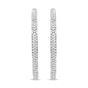 18K White Gold 2.00 Cttw Round - Cut Diamond Inner - Outer Hoop Earrings (F - G Color, VS1 - VS2 Clarity) - Rieworkes