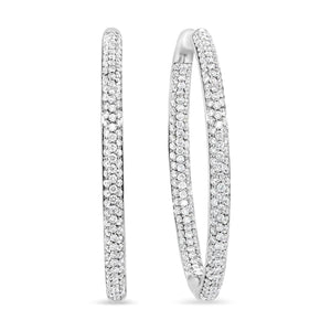 18K White Gold 2.00 Cttw Round - Cut Diamond Inner - Outer Hoop Earrings (F - G Color, VS1 - VS2 Clarity) - Rieworkes