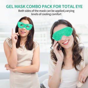 2PCS Gel Eye Mask Reusable Hot Cold Therapy Gel Bead Eye Mask for Puffiness /Dark Circles/Eye Bags /Dry Eyes/Headaches/Migraines/Stress Relief, Cooling Eye Mask Hot/Cold Compress Eye Mask (Green) Green