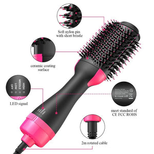 2 - in - 1 Hair Dryer Hot Air Brush: Combines hair straightener and curler. Electric ion blow dryer brush - Rieworkes