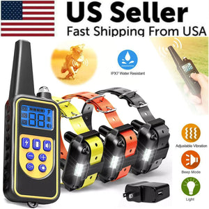 3000 FT Dog Training US Collar Rechargeable Remote Shock PET Waterproof Trainer - Rieworkes