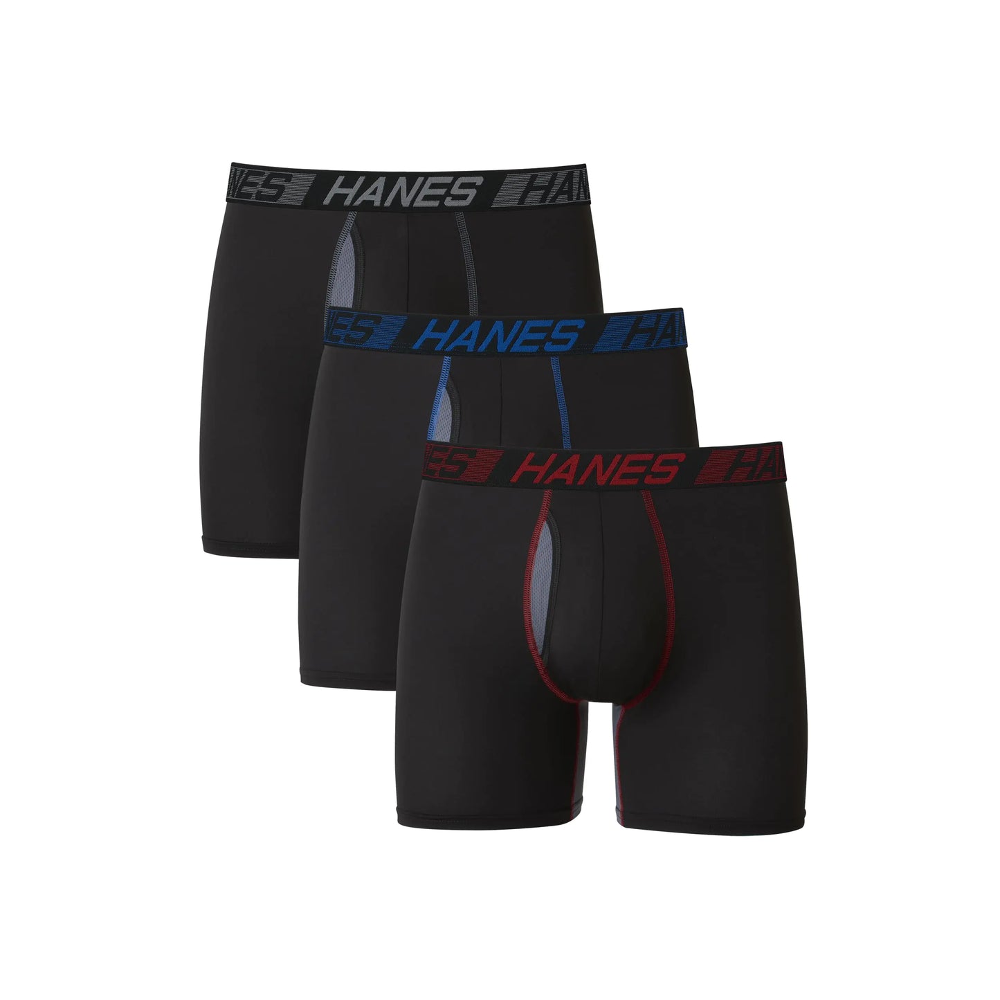 Hanes Men’s Total Support Pouch Boxer Briefs, X-Temp Cooling, Moisture-Wicking Underwear, Regular, Long-leg and Trunk, 3-Pack Regular Leg Large Regular Leg - Marled