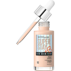 Maybelline Super Stay Up to 24HR Skin Tint, Radiant Light-to-Medium Coverage Foundation, Makeup Infused With Vitamin C, 112, 1 Count 1 Fl Oz (Pack of 1)