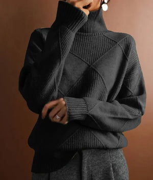Loose High Collar Warm Sweater Solid Color Knitted Women