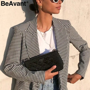 Elegant Plaid Women Blazer