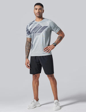 5 Pack Men’s Active Quick Dry Crew Neck T Shirts | Athletic Running Gym Workout Short Sleeve Tee Tops Bulk Light Gray/Gradient Red/Blue/Charcoal/Black Large - Rieworkes
