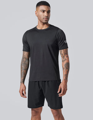 5 Pack Men’s Active Quick Dry Crew Neck T Shirts | Athletic Running Gym Workout Short Sleeve Tee Tops Bulk Light Gray/Gradient Red/Blue/Charcoal/Black Large - Rieworkes