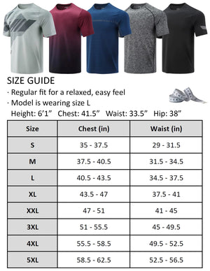 5 Pack Men’s Active Quick Dry Crew Neck T Shirts | Athletic Running Gym Workout Short Sleeve Tee Tops Bulk Light Gray/Gradient Red/Blue/Charcoal/Black Large - Rieworkes