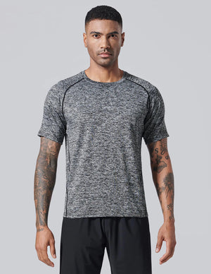 5 Pack Men’s Active Quick Dry Crew Neck T Shirts | Athletic Running Gym Workout Short Sleeve Tee Tops Bulk Light Gray/Gradient Red/Blue/Charcoal/Black Large - Rieworkes