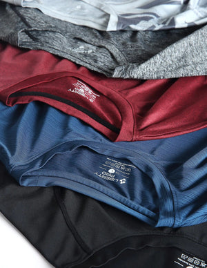 5 Pack Men’s Active Quick Dry Crew Neck T Shirts | Athletic Running Gym Workout Short Sleeve Tee Tops Bulk Light Gray/Gradient Red/Blue/Charcoal/Black Large - Rieworkes
