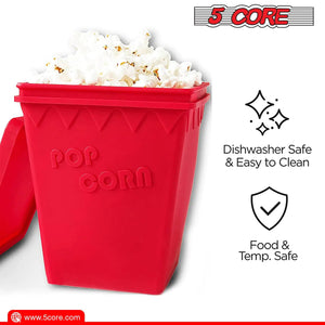 5Core Silicone Popcorn Maker Bowl Microwave BPA Free and Dishwasher Safe Hot Air Kernel Popper - Rieworkes