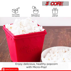5Core Silicone Popcorn Maker Bowl Microwave BPA Free and Dishwasher Safe Hot Air Kernel Popper - Rieworkes