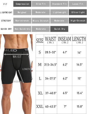 TELALEO 5/6 Pack Compression Shorts Men Spandex Sport Shorts Athletic Workout Running Performance Baselayer Underwear Black(6pcs) Small