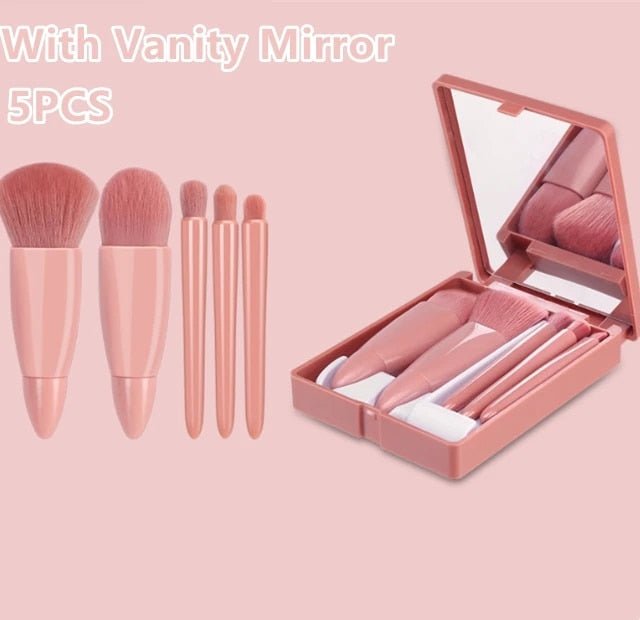 5PCS Soft Fluffy Makeup Brushes Set With Mirror - Rieworkes