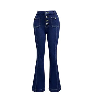 Women's Patchwork Jeans Slim Fit Slimming Stretch Flared Pants