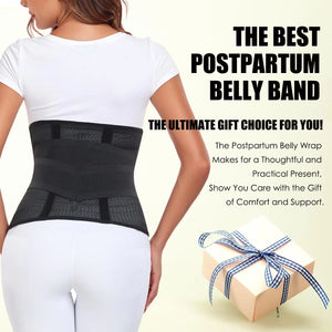 Postpartum Belly Band – Postpartum Belly Wrap, Abdominal Binder Post Surgery C-section Recovery Support Belt After Birth Brace, Slimming Girdles (Midnight Black, L) Midnight Black