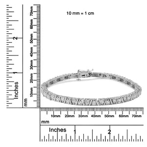 .925 Sterling Silver 1/4 Cttw Miracle - Set Diamond Modern Tennis Bracelet (I - J Color, I3 Clarity) - Size 7.25" - Rieworkes