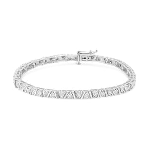 .925 Sterling Silver 1/4 Cttw Miracle - Set Diamond Modern Tennis Bracelet (I - J Color, I3 Clarity) - Size 7.25" - Rieworkes
