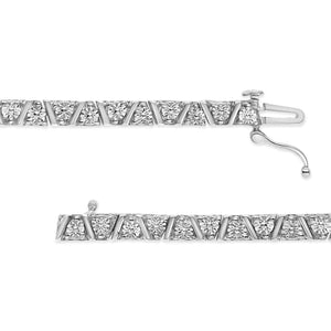 .925 Sterling Silver 1/4 Cttw Miracle - Set Diamond Modern Tennis Bracelet (I - J Color, I3 Clarity) - Size 7.25" - Rieworkes