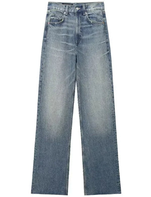 Fashion Casual High Waist Straight Wide Leg Denim Trousers For Women