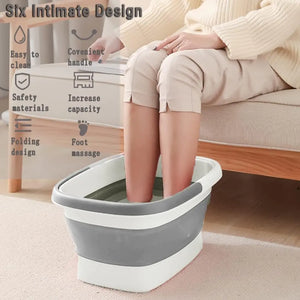 Collapsible Foot Bath Basin for Soaking Feet,Foot Soak Tub,Plastic Foot Bucket with Handles and Massage Acupoint,Foldable Laundry Basket-Gery (2 Pack) 2 Pack Gray