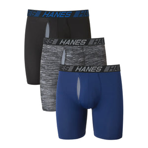 Hanes Men’s Total Support Pouch Boxer Briefs, X-Temp Cooling, Moisture-Wicking Underwear, Regular, Long-leg and Trunk, 3-Pack Regular Leg Large Regular Leg - Marled