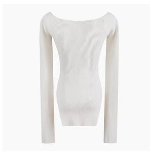 Ribbed Sweetheart Long Sleeve Top