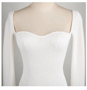 Ribbed Sweetheart Long Sleeve Top