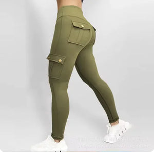 High Elastic Fitness Workwear Pants with Pockets for Women