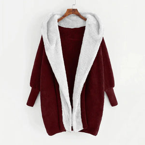 Double-Sided Velvet Hooded Loose Cardigan Coat