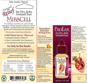 Miracell ProEar, Ear Drops for Itchy Ears, Clogged Ears, Irritated Ears, Dry Ears. All Natural Ear Oil for, Babies, Kids, Adults, and Dogs 0.5oz