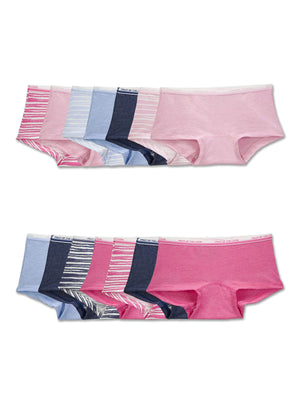 Fruit of the Loom girls Cotton Boyshort Underwear 8 14 Pack - Fashion Assorted