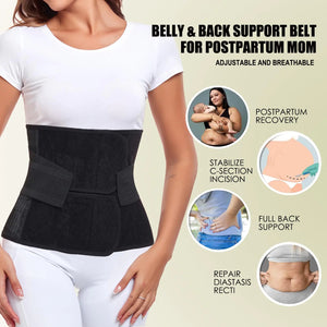 Postpartum Belly Band – Postpartum Belly Wrap, Abdominal Binder Post Surgery C-section Recovery Support Belt After Birth Brace, Slimming Girdles (Midnight Black, L) Midnight Black