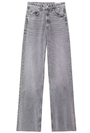 Fashion Casual High Waist Straight Wide Leg Denim Trousers For Women