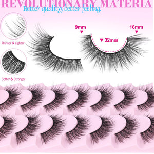 Lashes Wispy Natural False Eyelashes Mink Lashes 7 Pairs Cat Eye Lashes 3D Soft Lightweight Lashes Reusable Strip Lashes by EYDEVRO Wispy C Curl